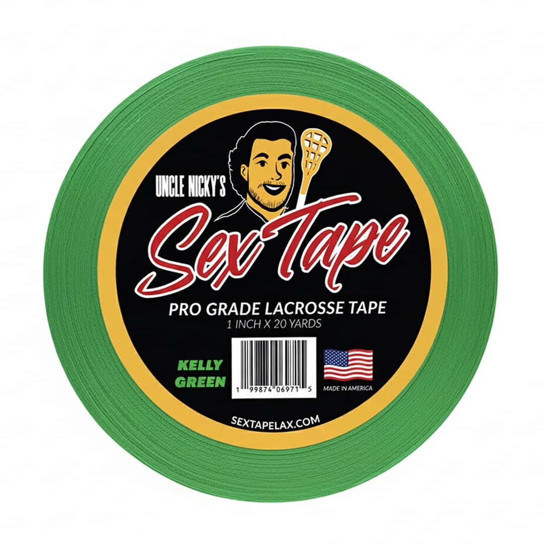 Kelly Green Uncle Nicky’s Sex Tape lacrosse grip tape roll with black and gold label.