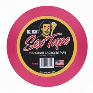 Sex Tape Pink Tape Pink Uncle Nicky’s Sex Tape pro grade lacrosse grip tape roll on white background.