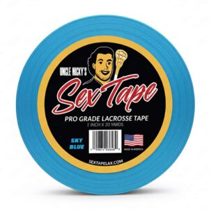 Sex Tape Sky Blue Tape Sky Blue Uncle Nicky’s Sex Tape lacrosse grip tape roll on white background.